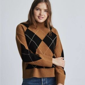 Everlane the Felted Marino Argyle Mockneck Sweater